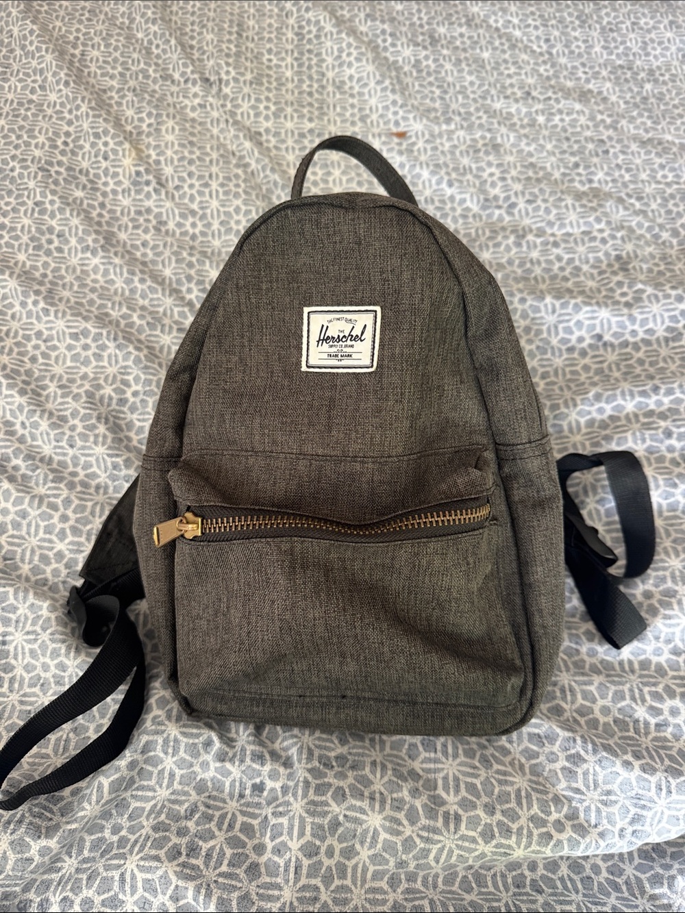 Herschel Supply Company Dark Gray Mini Backpack with Gold Zipper